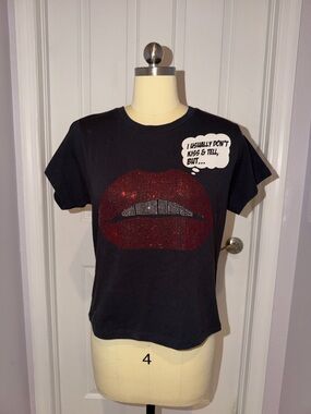 Chaser Black Kiss & Tell Rhinestone Tee
